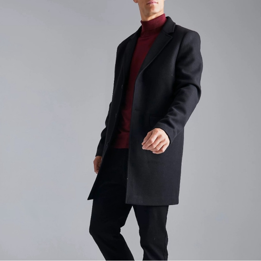 Boohooman Funnel Neck Overcoat